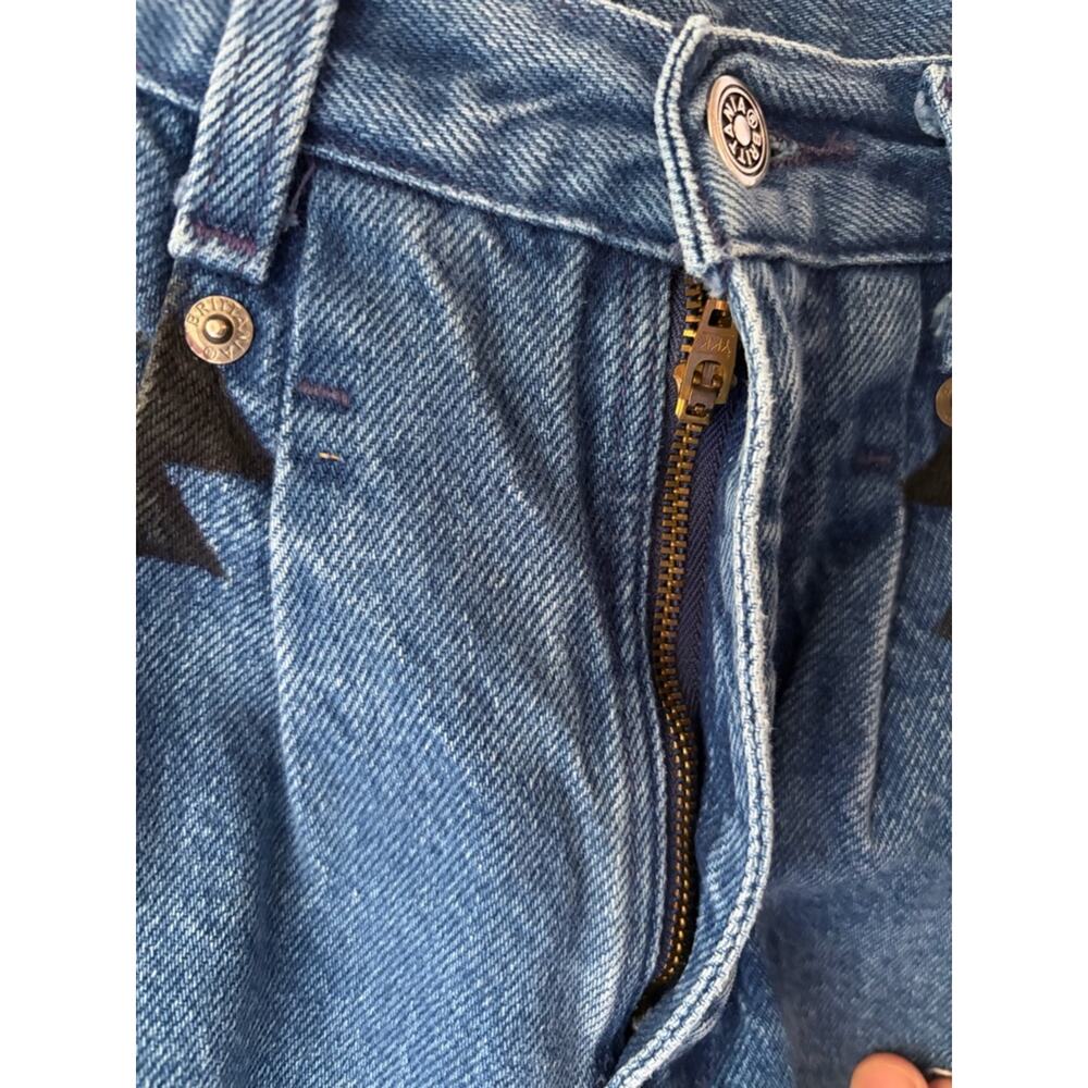 Vtg. 80’s/90’s Brittania Hand-Painted Star Patch Denim Jeans👖 - Picture 9 of 12